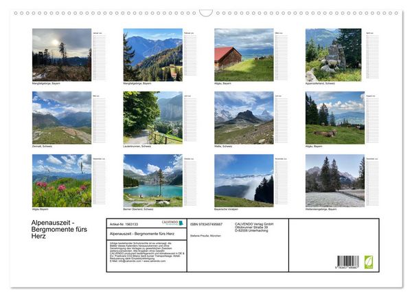 Produktbild: Alpenauszeit - Bergmomente f&uuml;rs Herz (Wandkalender 2026 DIN A2 quer), CALVENDO Monatskalender