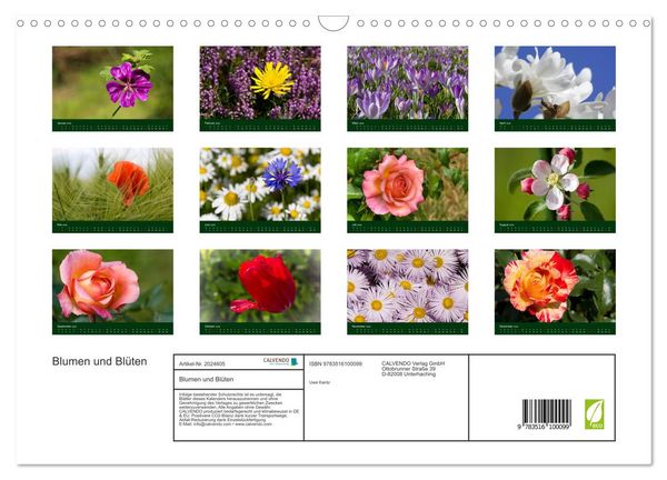 Produktbild: Blumen und Bl&uuml;ten (Wandkalender 2026 DIN A3 quer), CALVENDO Monatskalender