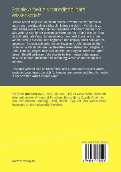 Produktbild: Soziale Arbeit als transdiziplin&auml;re Wissenschaft