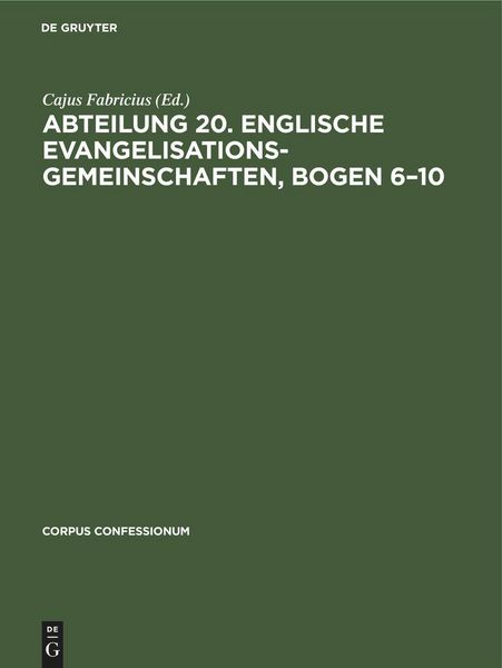 Produktbild: Abteilung 20. Englische Evangelisationsgemeinschaften, Bogen 6-10