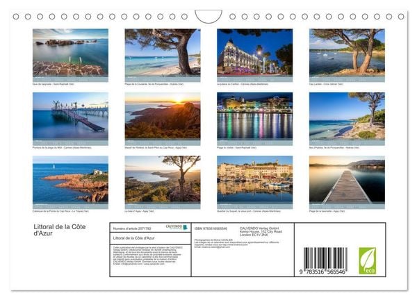 Produktbild: Littoral de la C&ocirc;te d'Azur (Calendrier mural 2026 DIN A4 vertical), CALVENDO calendrier mensuel