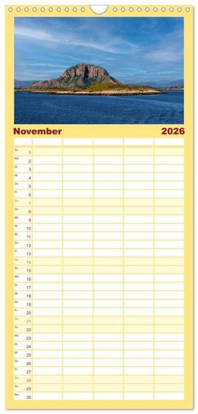 Produktbild: Familienplaner 2026 - Mit Hurtigruten zum Nordkap mit 5 Spalten (Wandkalender, 21 x 45 cm) CALVENDO