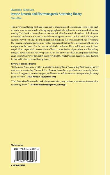 Produktbild: Inverse Acoustic and Electromagnetic Scattering Theory