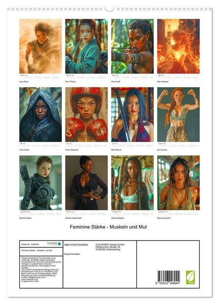 Produktbild: Feminine St&auml;rke - Muskeln und Mut (hochwertiger Premium Wandkalender 2026 DIN A2 hoch), Kunstdruck in Hochglanz