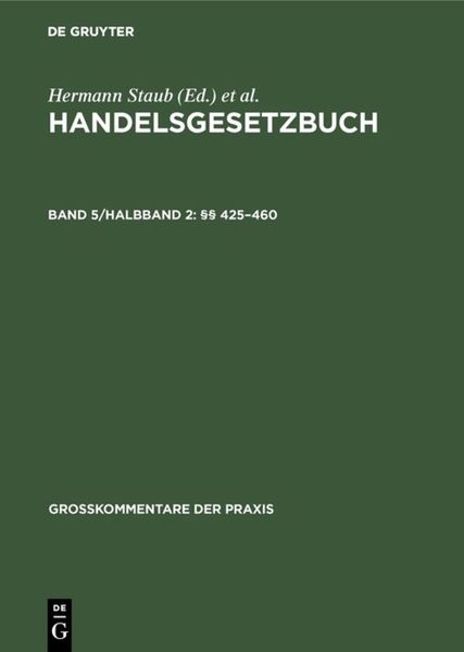 Produktbild: Handelsgesetzbuch / &sect;&sect; 425&ndash;460