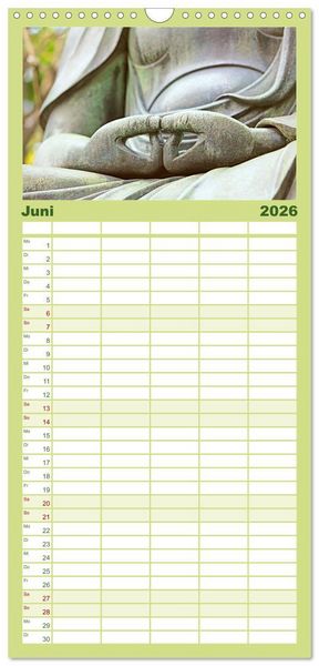 Produktbild: Familienplaner 2026 - Natur-Meditationen &ndash; Nimm Dir Zeit mit 5 Spalten (Wandkalender, 21 x 45 cm) CALVENDO