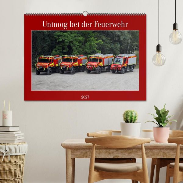 Produktbild: Unimog bei der Feuerwehr (Wandkalender 2027 DIN A2 quer), CALVENDO Monatskalender