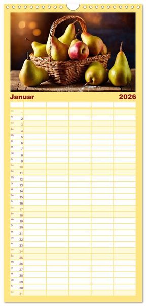 Produktbild: Familienplaner 2026 - Gesundes frisches Obst mit 5 Spalten (Wandkalender, 21 x 45 cm) CALVENDO