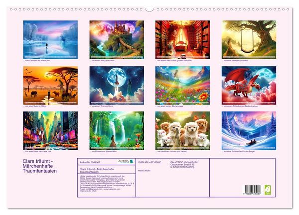 Produktbild: Clara tr&auml;umt - M&auml;rchenhafte Traumfantasien (Wandkalender 2026 DIN A2 quer), CALVENDO Monatskalender
