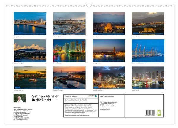 Produktbild: Sehnsuchtsh&auml;fen in der Nacht (Wandkalender 2026 DIN A2 quer), CALVENDO Monatskalender