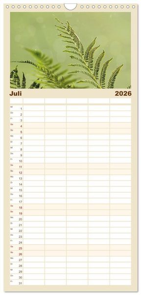 Produktbild: Familienplaner 2026 - Mein Sehnsuchtsort, die Natur mit 5 Spalten (Wandkalender, 21 x 45 cm) CALVENDO