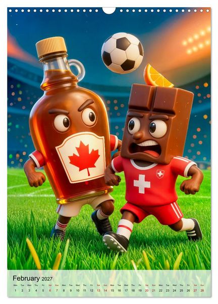 Produktbild: Funny Food Football - Creative Sports Characters (Wall Calendar 2027 DIN A3 portrait), CALVENDO 12 Month Wall Calendar