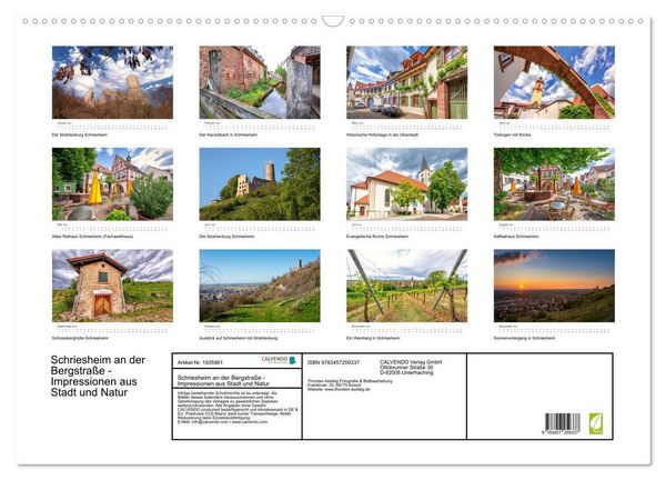 Produktbild: Schriesheim an der Bergstra&szlig;e - Impressionen aus Stadt und Natur (Wandkalender 2026 DIN A2 quer), CALVENDO Monatskalender