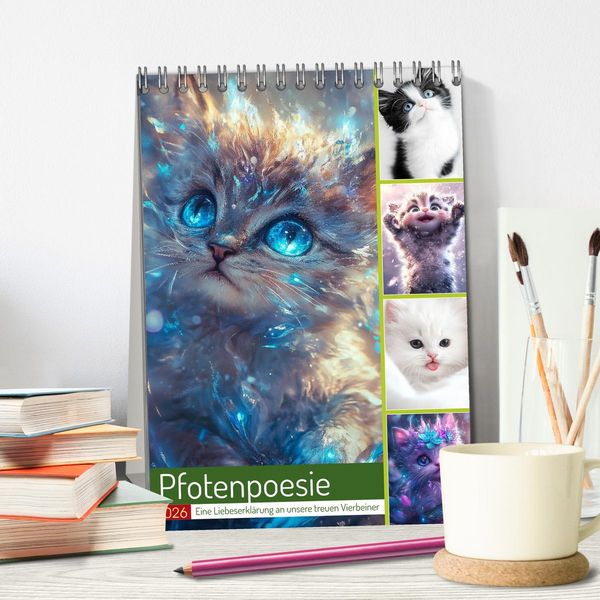 Produktbild: Pfotenpoesie (Tischkalender 2026 DIN A5 hoch), CALVENDO Monatskalender