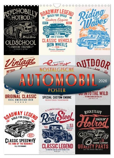 Produktbild: Automobile - nostalgische Poster (Wandkalender 2026 DIN A3 hoch), CALVENDO Monatskalender
