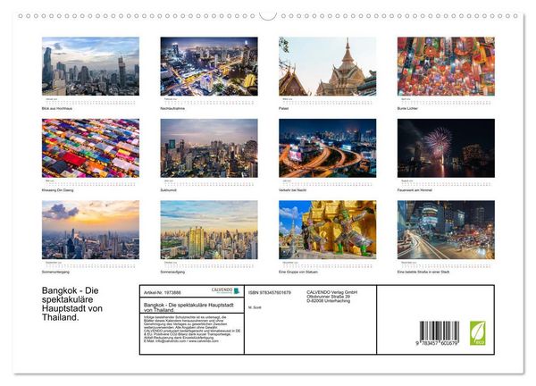 Produktbild: Bangkok - Die spektakul&auml;re Hauptstadt von Thailand. (hochwertiger Premium Wandkalender 2026 DIN A2 quer), Kunstdruck in Hochglanz