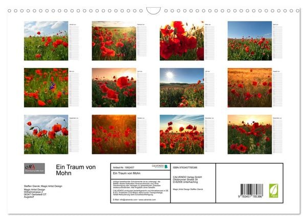 Produktbild: Ein Traum von Mohn (Wandkalender 2026 DIN A3 quer), CALVENDO Monatskalender