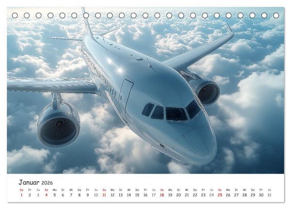 Produktbild: Flugzeugkalender - Die sch&ouml;nsten Passagiermaschinen (Tischkalender 2026 DIN A5 quer), CALVENDO Monatskalender