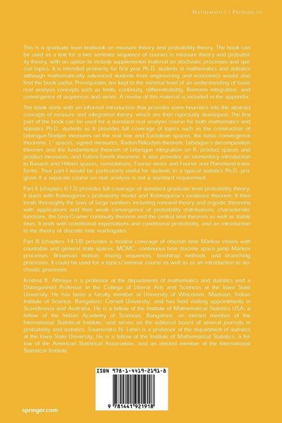 Produktbild: Measure Theory and Probability Theory