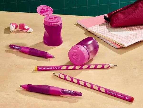 Produktbild: STABILO Ergonomischer Druck-Bleistift f&uuml;r Rechtsh&auml;nder -   EASYergo 3.15 in pink/lila - Einzelstift - inklusive 1 dicken Mine - H&auml;rtegrad HB & Spitzer