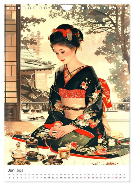 Produktbild: Geisha - Old School Poster Style (Wandkalender 2026 DIN A4 hoch), CALVENDO Monatskalender