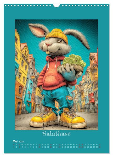 Produktbild: Urban Rabbits. Coole Stadthasen mit Charakter (Wandkalender 2026 DIN A3 hoch), CALVENDO Monatskalender