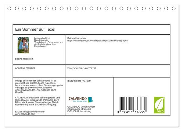 Produktbild: Ein Sommer auf Texel (Tischkalender 2026 DIN A5 quer), CALVENDO Monatskalender