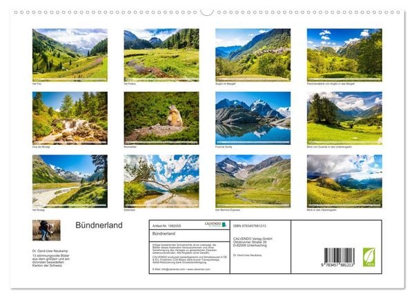 Produktbild: B&uuml;ndnerland (hochwertiger Premium Wandkalender 2026 DIN A2 quer), Kunstdruck in Hochglanz