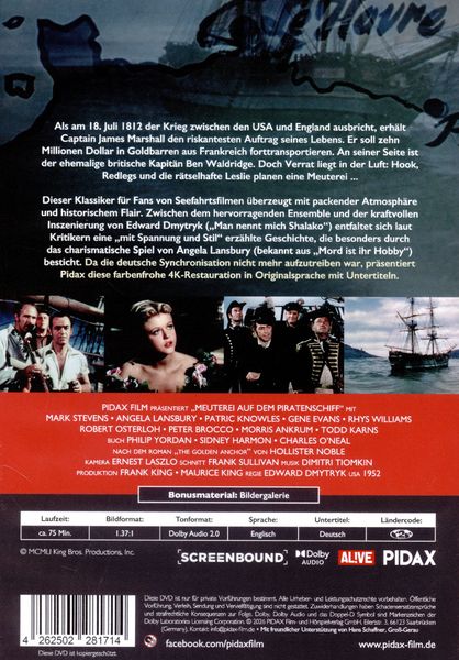 Produktbild: Meuterei auf dem Piratenschiff (Mutiny) (OmU) / Packender Abenteuerfilm mit Starbesetzung IN ENGLISCHER SPRACHE MIT DEUTSCHEN UNTERTITELN (Pidax Film-Klassiker)