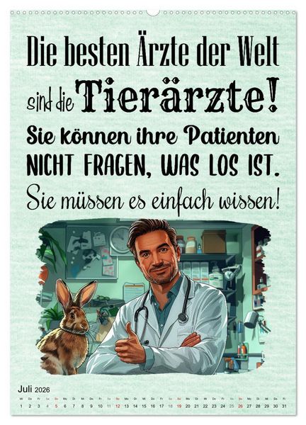 Produktbild: Tierarztspr&uuml;che (Wandkalender 2026 DIN A2 hoch), CALVENDO Monatskalender