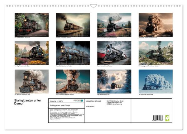Produktbild: Stahlgiganten unter Dampf (Wandkalender 2026 DIN A2 quer), CALVENDO Monatskalender