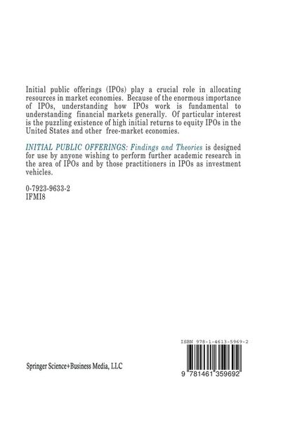 Produktbild: Initial Public Offerings: Findings and Theories