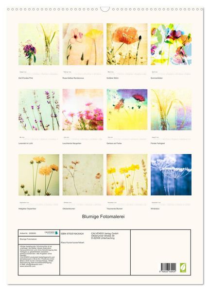 Produktbild: Blumige Fotomalerei (Wandkalender 2026 DIN A2 hoch), CALVENDO Monatskalender