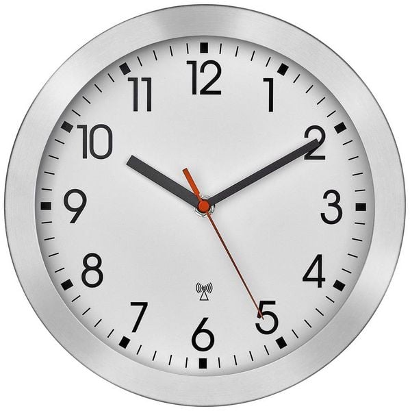 Produktbild: TFA Dostmann 60.3546.02 Funk Wanduhr 25cm x 40mm Aluminium (geb&uuml;rstet)