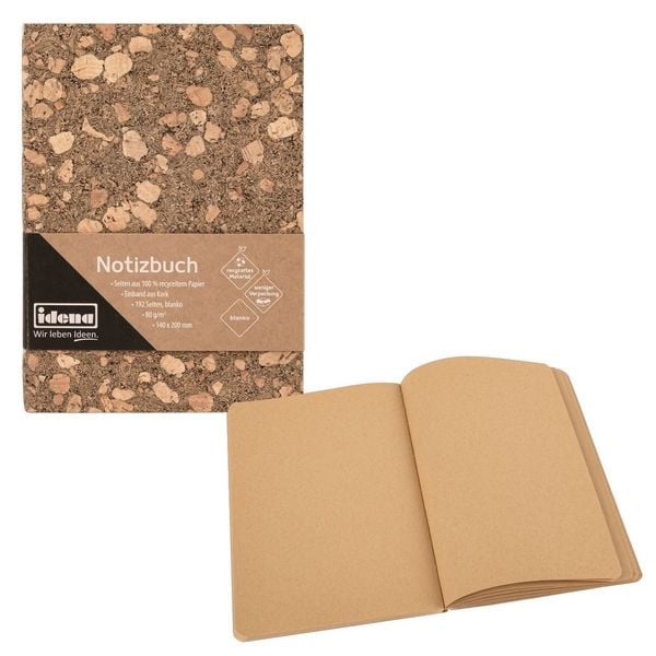 Produktbild: Idena Notizbuch Kork 80g/m&sup2; blanko braun 14x20cm