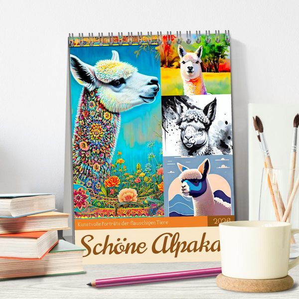 Produktbild: Sch&ouml;ne Alpakas (Tischkalender 2026 DIN A5 hoch), CALVENDO Monatskalender