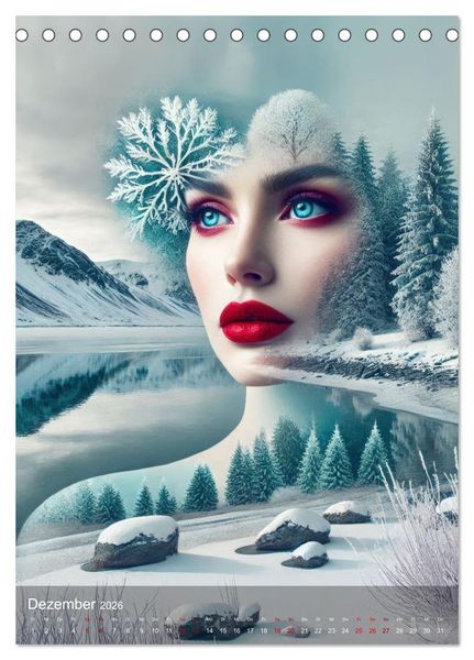 Produktbild: Feminine Facetten - Portraits in Doppelbelichtung (Tischkalender 2026 DIN A5 hoch), CALVENDO Monatskalender