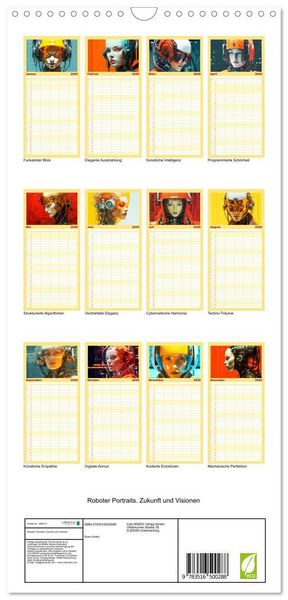 Produktbild: Familienplaner 2026 - Roboter Portraits. Zukunft und Visionen mit 5 Spalten (Wandkalender, 21 x 45 cm) CALVENDO