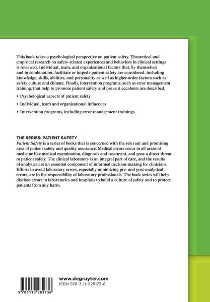 Produktbild: Patient Safety - A Psychological Perspective