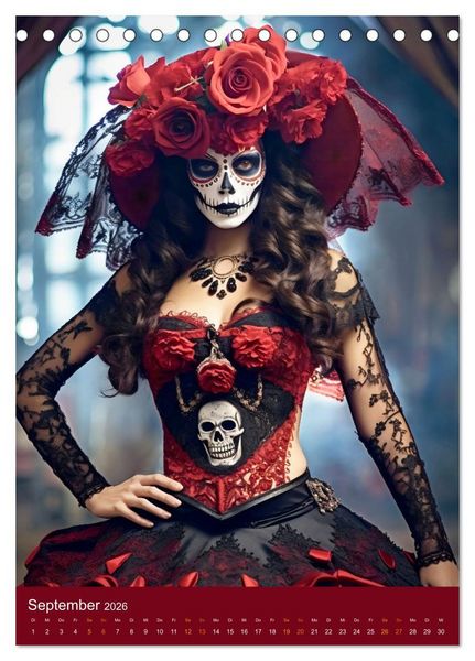 Produktbild: Dia de Muertos Kreative Portr&auml;ts in Festanlehnung (Tischkalender 2026 DIN A5 hoch), CALVENDO Monatskalender