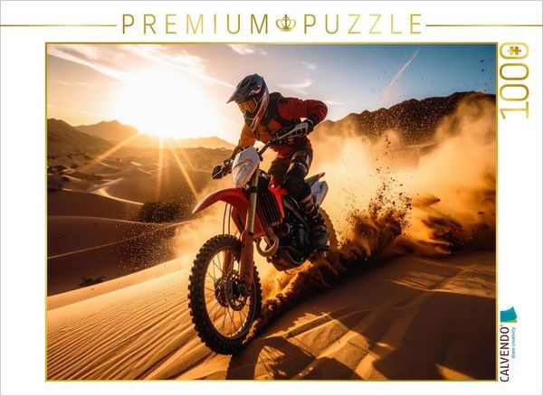 Produktbild: CALVENDO Puzzle Mit hoher Geschwindigkeit rast der Fahrer durch den W&uuml;stensand | 1000 Teile Lege-Gr&ouml;&szlig;e 64x48cm Foto-Puzzle f&uuml;r gl&uuml;ckliche Stunden