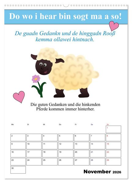 Produktbild: So a Schmarrn! Bairische Mundart (Wandkalender 2026 DIN A2 hoch), CALVENDO Monatskalender