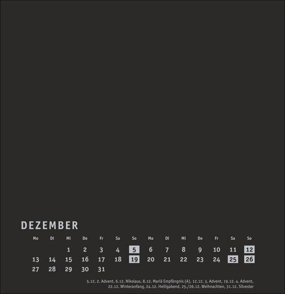 Produktbild: Premium-Bastelkalender schwarz gro&szlig; 2027
