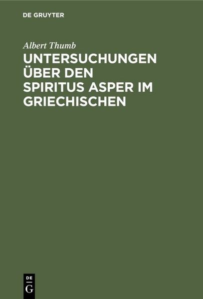 Produktbild: Untersuchungen &uuml;ber den Spiritus Asper im Griechischen
