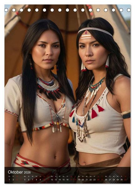 Produktbild: Native American Girls (Tischkalender 2026 DIN A5 hoch), CALVENDO Monatskalender