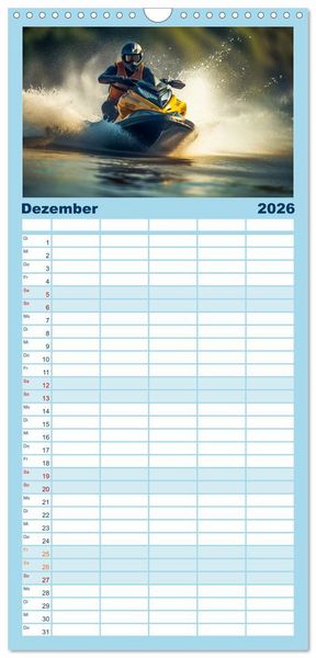 Produktbild: Familienplaner 2026 - Jetski Power mit 5 Spalten (Wandkalender, 21 x 45 cm) CALVENDO