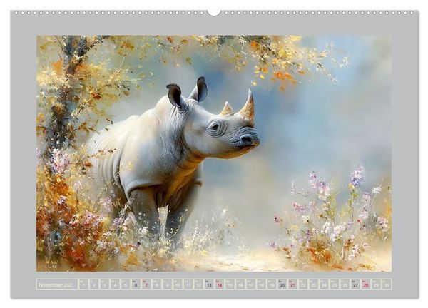Produktbild: Nash&ouml;rner. M&auml;chtige Rhinos in der Grassavanne (hochwertiger Premium Wandkalender 2027 DIN A2 quer), Kunstdruck in Hochglanz