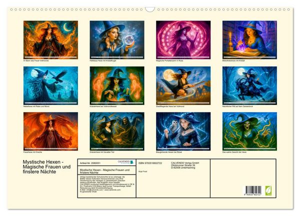Produktbild: Mystische Hexen - Magische Frauen und finstere N&auml;chte (Wandkalender 2026 DIN A2 quer), CALVENDO Monatskalender