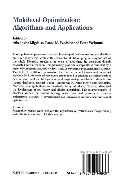Produktbild: Multilevel Optimization: Algorithms and Applications