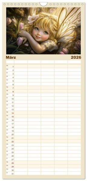 Produktbild: Familienplaner 2026 - Feenstaub und Kinderlachen mit 5 Spalten (Wandkalender, 21 x 45 cm) CALVENDO